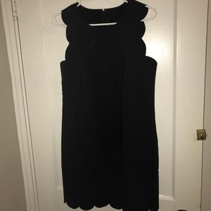 J Crew Black Scalloped Shift Dress